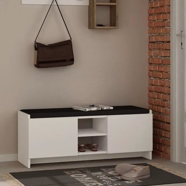 Scarpiera Panca GIORDANOSHOP Bianca in MDF per Ingresso L: 110 cm, P: 37 cm, H: 43 cm