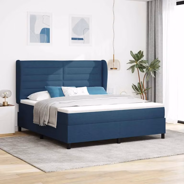 Letto a molle con materasso vidaXL in tessuto blu L: 180 cm, P: 200 cm, H: 128 cm