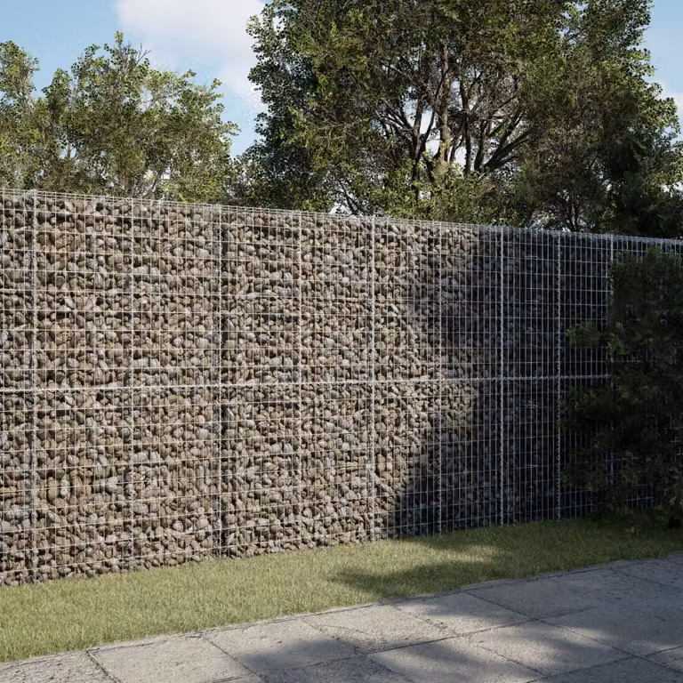 vidaXL Cesto Gabbione con Copertura in Ferro Zincato Grigio L/P/H: 300 x 100 x 200 cm