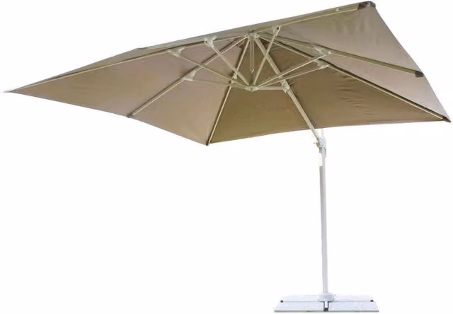 Ombrellone da giardino a braccio COSMA modello Saturno in alluminio con telo in poliestere beige L: 393 cm, P: 274 cm, H: 27 cm
