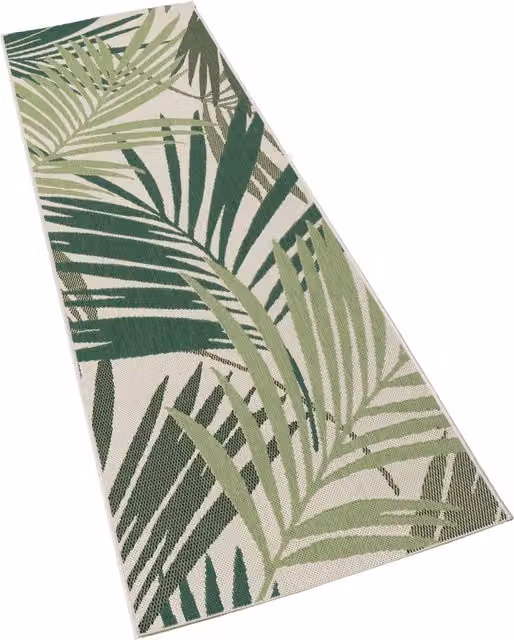 Tappeto per interni ed esterni Ostenza verde con motivo floreale L: 250 cm, P: 80 cm