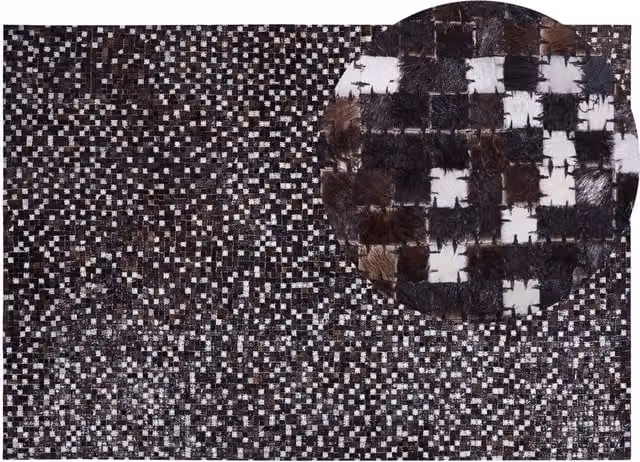 Tappeto Patchwork Rustico BELIANI in Pelle Multicolore Marrone, Beige e Argento L: 160 cm, P: 230 cm