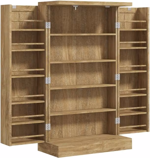 Buffet da cucina HOMCOM con 12 portaspezie sulle ante e ripiani regolabili, effetto legno naturale, L: 60 cm, P: 30 cm, H: 104 cm