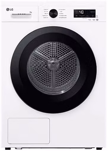 Asciugatrice a pompa di calore LG RNX1009NWK con Wi-Fi e controllo tramite App, Capacità 9 kg, Classe C, Bianco, Profondità: 66 cm