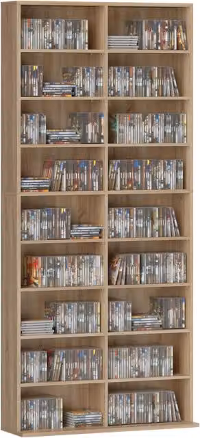 Libreria Minimal con 9 Livelli e Ripiani Regolabili in Legno Naturale Marrone L: 80 cm, P: 30 cm, H: 180 cm