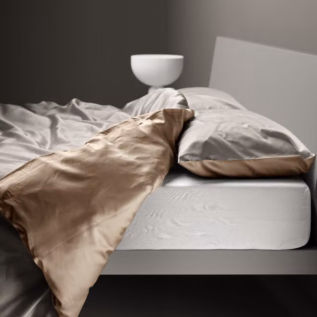 Copripiumino reversibile DaunenStep Oasi Kiss in cotone Mako Satin beige L: 135 cm x P: 200 cm