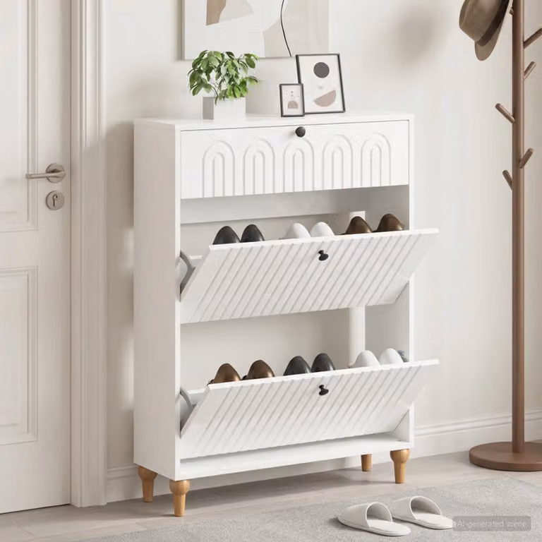Mobile porta scarpe vidaXL ALKMAAR moderno con ante a battente in MDF e metallo L/P/H: 78 x 24 x 103 cm