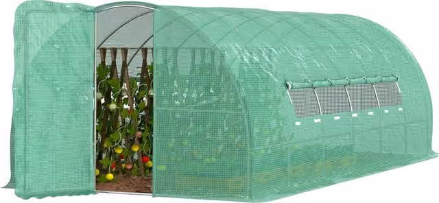 Serra da giardino a tunnel Outsunny Aosom in PE verde, L: 600 cm, P: 300 cm, H: 200 cm