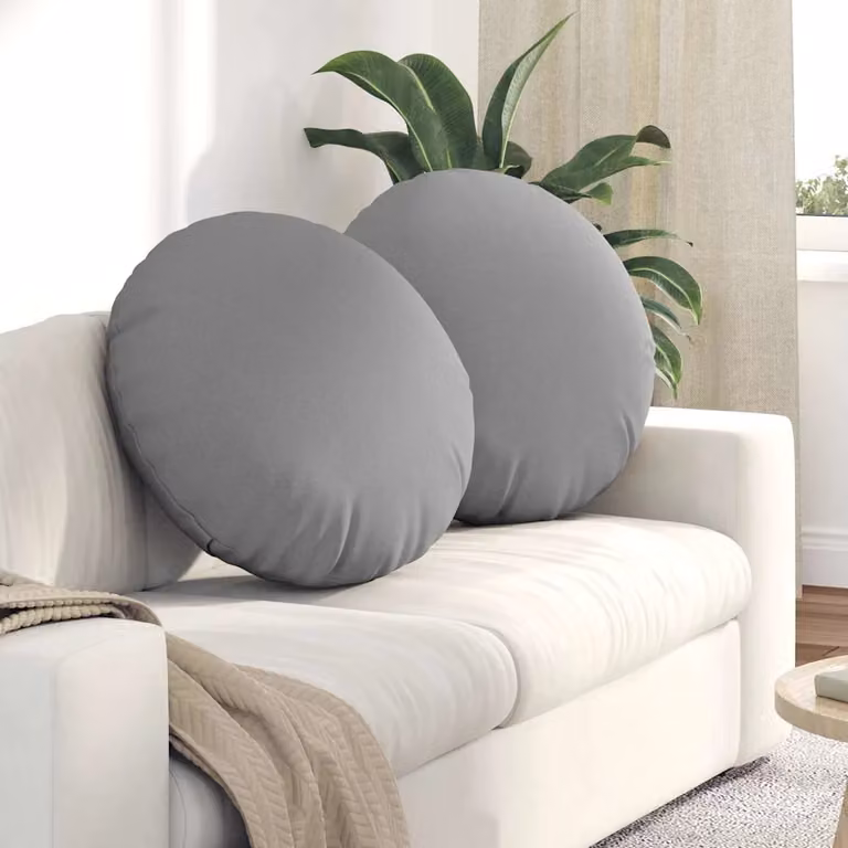 Set di 2 cuscini per seduta rotondi vidaXL in tessuto grigio, Ø 60 x 21 cm
