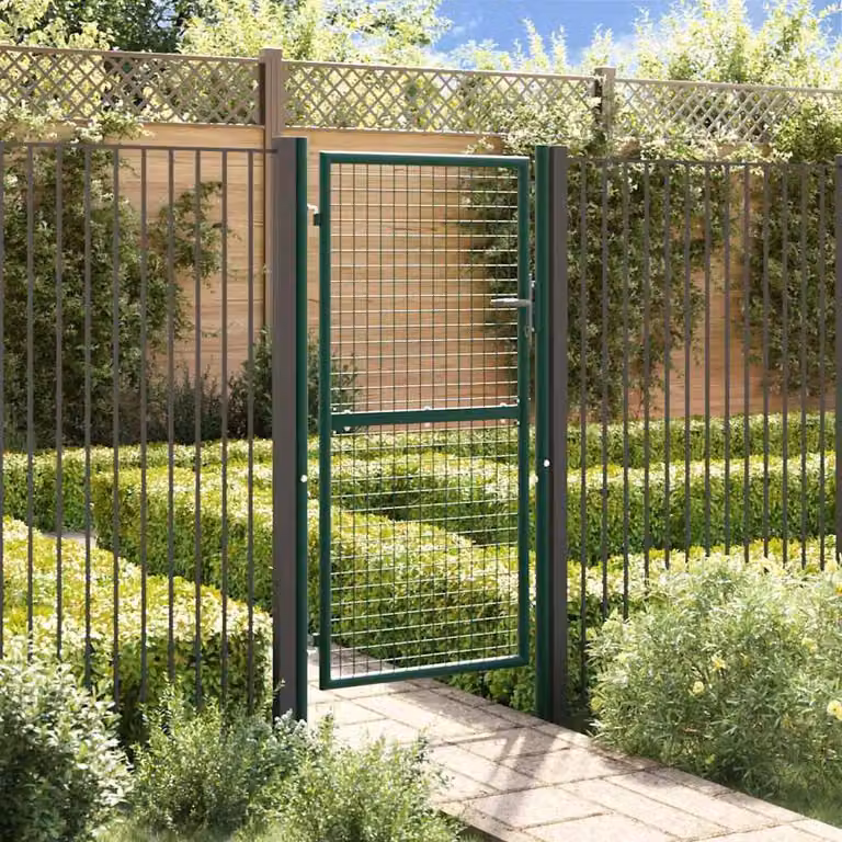 vidaXL Cancello singolo a battente in acciaio Verde L: 100 cm, H: 175 cm