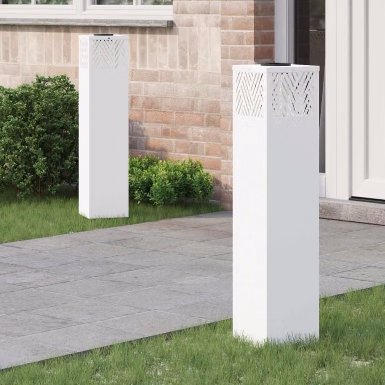 Set di 2 faretti LED solari vidaXL per sentieri e giardino, luce bianco caldo, L/P/H: 18 x 18 x 80 cm