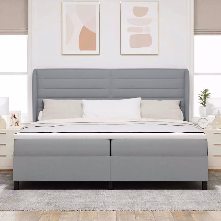 Letto a molle con materasso vidaXL in tessuto Grigio chiaro L/P/H: 200 x 200 x 128 cm