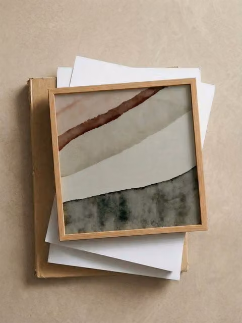Quadro Stratus Kenay Home con cornice in rovere, design astratto moderno, multicolore, 40 x 40 cm
