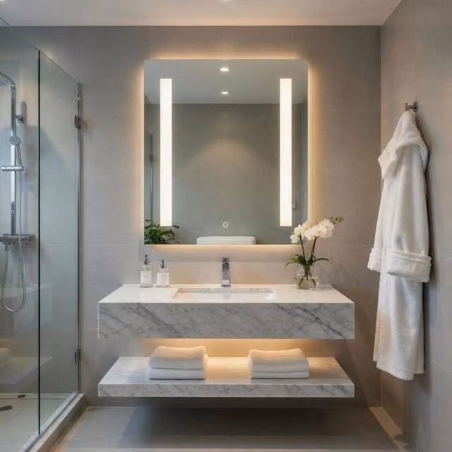 Specchio da parete moderno con illuminazione LED e comando touch mod. FLAVIO L: 60 cm, H: 80 cm