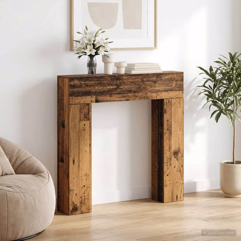 Cornice per camino vidaXL in legno color marrone, L: 102 cm, P: 18 cm, H: 100,5 cm