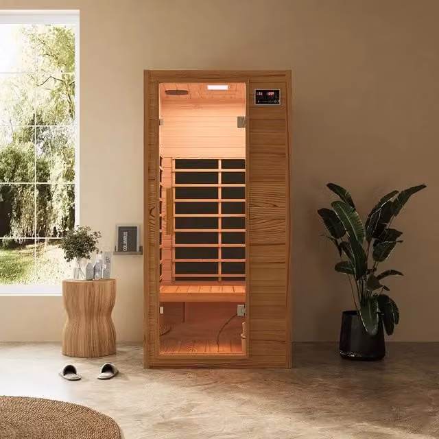 Sauna ad infrarossi Helsinki Parama in legno di cedro marrone con radio integrata L/P/H: 90 x 90 x 188 cm