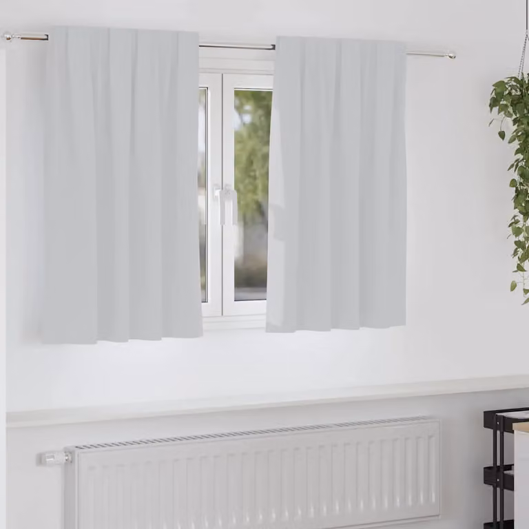 Set di 2 tende blackout vidaXL con anelli in poliestere, colore grigio, L 140 cm x H 140 cm