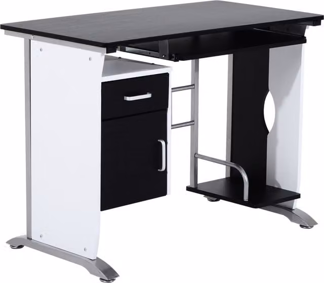 Scrivania per Computer Vinsetto Moderna in MDF e Metallo, Bianca e Nera, L: 100 cm, P: 52 cm, H: 75 cm