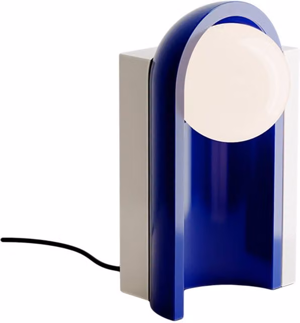 Lampada da tavolo Ferroluce Cléo in ceramica blu e beige con luce LED calda