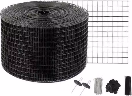 VEVOR Rete di Protezione per Pannelli Solari a Rullo, Griglia Anti-Uccelli in Acciaio Zincato con Rivestimento in PVC Nero, Dimensioni: H 20,3 cm x L 30,5 m