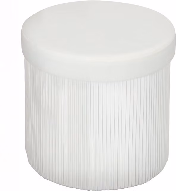 Pouf Contenitore Rotondo HOMCOM in Velluto Crema con Capacità 35 L, L/P/H: 38 x 38 x 38 cm