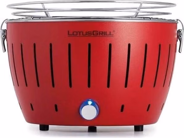 LotusGrill Mini Barbecue a Carbone LOG-RO-280 con Alimentazione USB, Griglia in Acciaio Inox, Colore Rosso