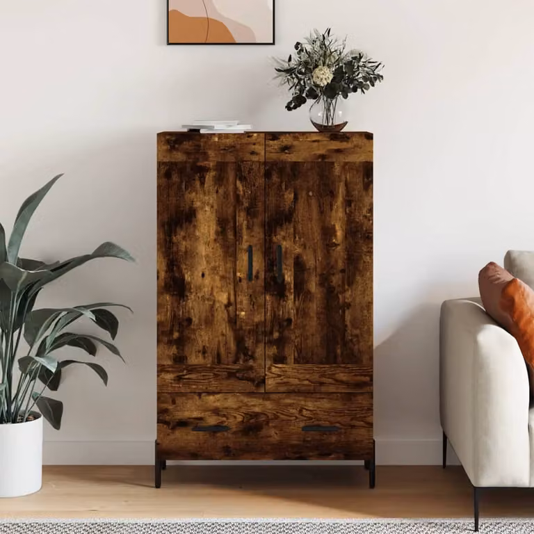 Credenza moderna vidaXL in legno Rovere Fumo, L: 69,5 cm, P: 31 cm, H: 115 cm