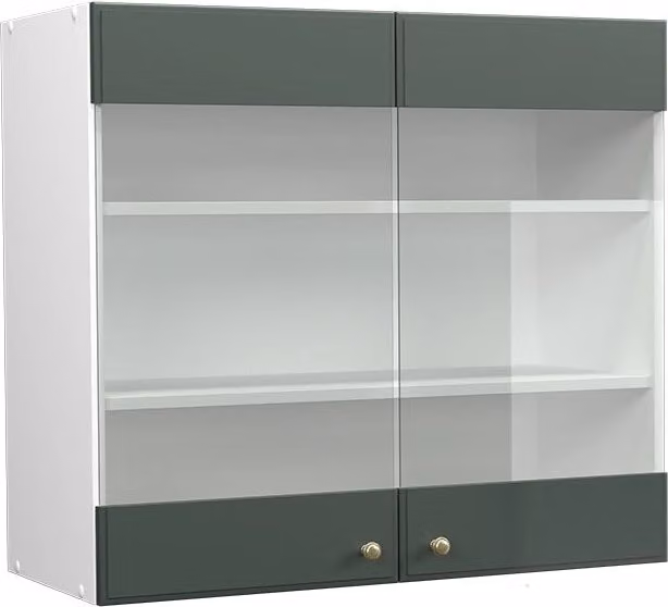 Pensile da cucina Vicco Fame-Line con ante in vetro, stile rustico, colore verde, oro e bianco, L: 80 cm