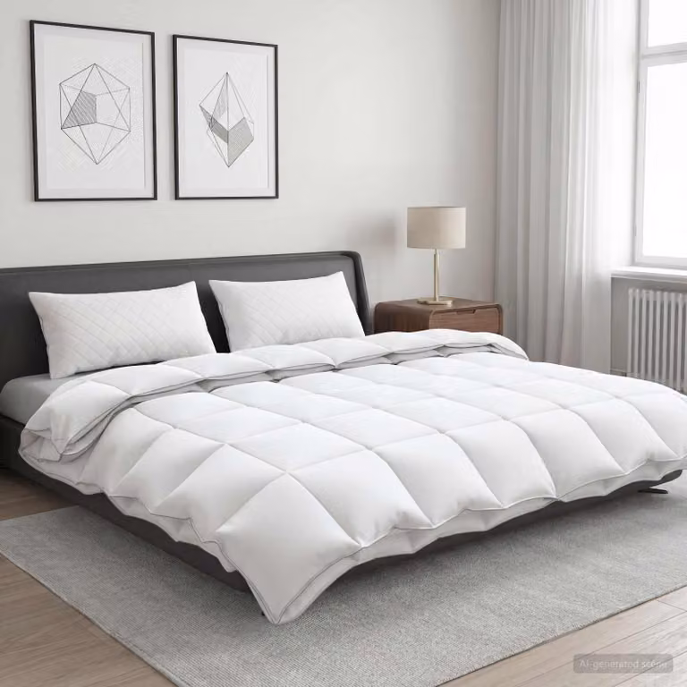 Set di 3 piumoni e cuscini vidaXL FULDA in bianco, imbottitura 90% piume d'oca, L 200 x L 220 cm
