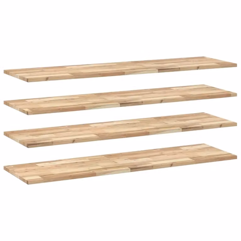 Set di 4 mensole da parete VIDAXL in legno di acacia non trattato, colore marrone, L: 160 cm, P: 40 cm, H: 2 cm