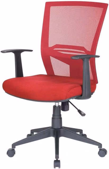 Sedia da ufficio Eulalia DMORA, Poltrona direzionale ergonomica con braccioli e rete, L: 59 cm, H: 96/106 cm, Colore Rosso