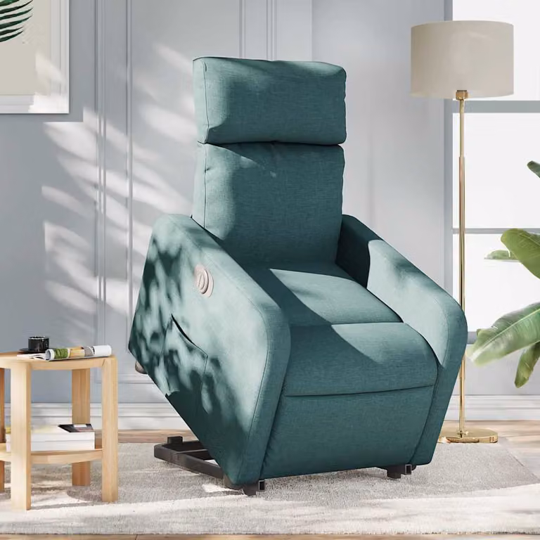 vidaXL Poltrona Alzapersona Elettrica Reclinabile Verde con Braccioli e Rivestimento in Tessuto