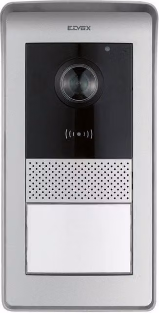 Pulsantiera esterna per videocitofono Vimar Targa per KIT Video 7 pollici con lettore RFID e 4 pulsanti in alluminio grigio L: 9.05 cm, P: 3.3 cm, H: 19 cm
