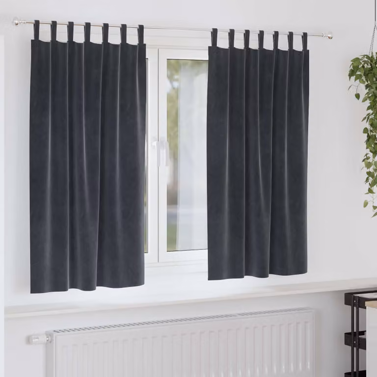 Set di 2 tende oscuranti vidaXL in velluto antracite, L: 140 cm, H: 175 cm