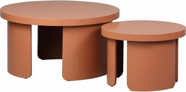 Set di 2 tavolini rotondi impilabili Sweeek colore terracotta arancione
