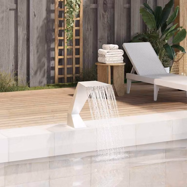 vidaXL Fontana per Piscina in Acciaio Inossidabile e PVC, Argento, L: 64 cm, P: 30 cm, H: 52 cm