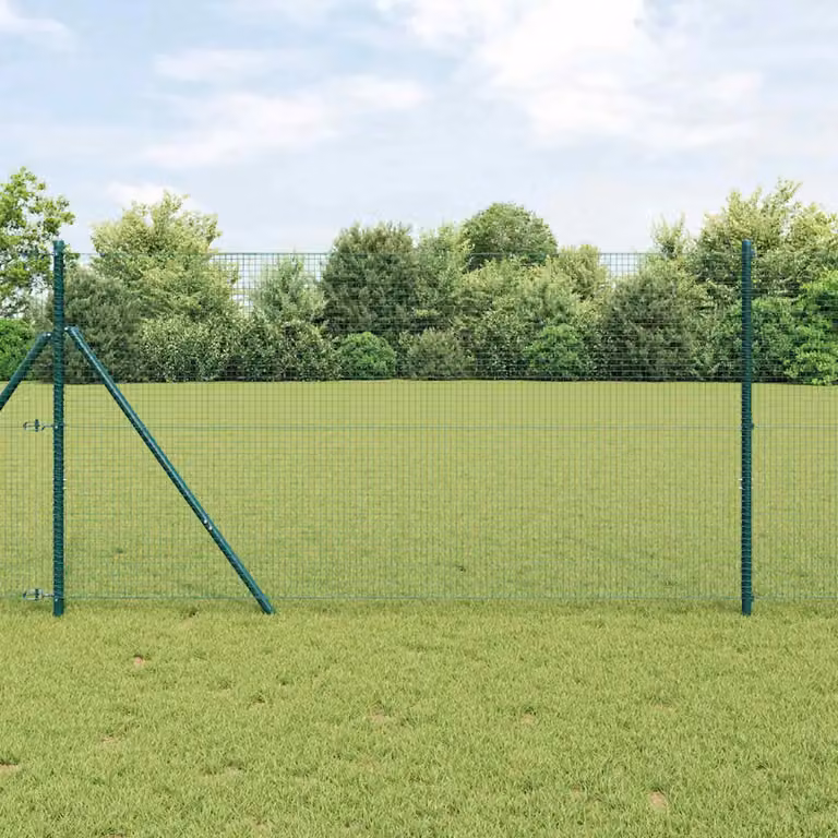 Recinzione a rete saldata vidaXL in acciaio e PVC verde da fissare a terra, L: 100 cm, H: 50 cm