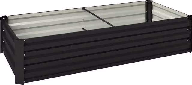Fioriera rettangolare per orto e giardino Outsunny in acciaio galvanizzato grigio scuro L: 150 cm, P: 70 cm, H: 30 cm