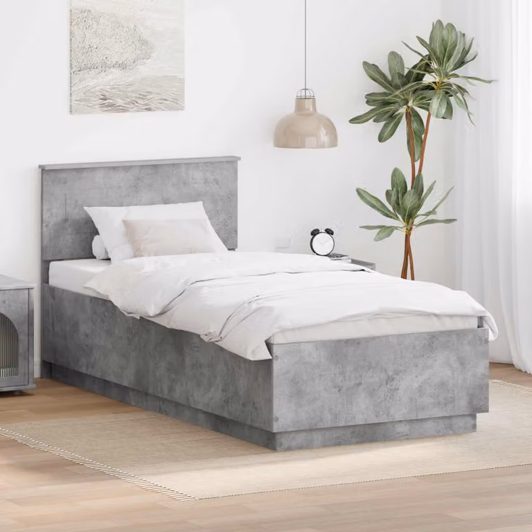 Struttura del letto con testiera vidaXL in legno ingegnerizzato, Grigio, 70 x 140 cm