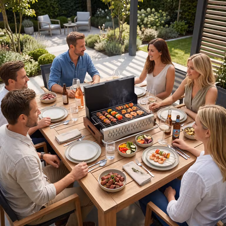 Barbecue a carbonella portatile da tavolo Costway in acciaio nero con griglia regolabile e vaschetta in smalto rimovibile