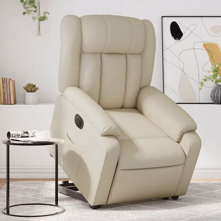 Poltrona Alzapersona Reclinabile vidaXL in Similpelle Beige con Assistenza Elettrica per Senior