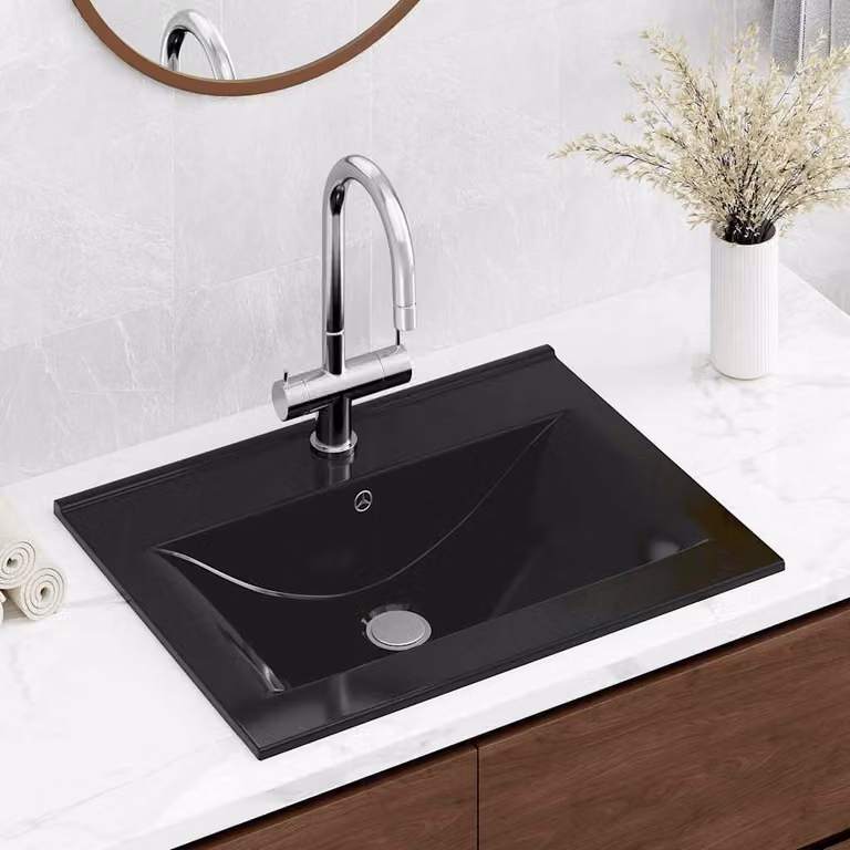 Lavello da appoggio rettangolare in ceramica bianca vidaXL L: 60 cm, P: 46 cm, H: 16 cm