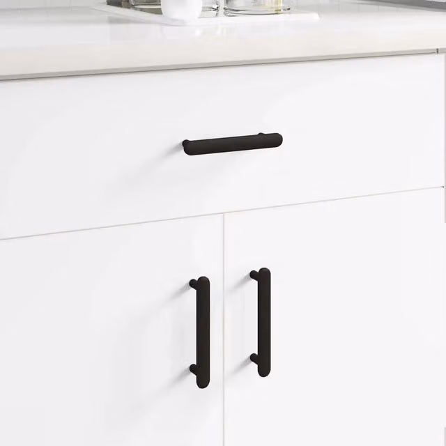Maniglia per armadio vidaXL in ferro nero opaco L: 12,1 cm, P: 16,6 mm, H: 2,83 cm