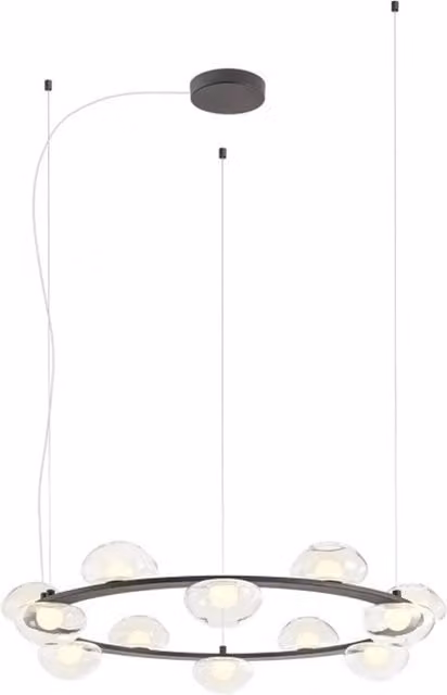 Lampada a sospensione circolare Redo Group Sinclair con LED dimmabile in vetro e metallo