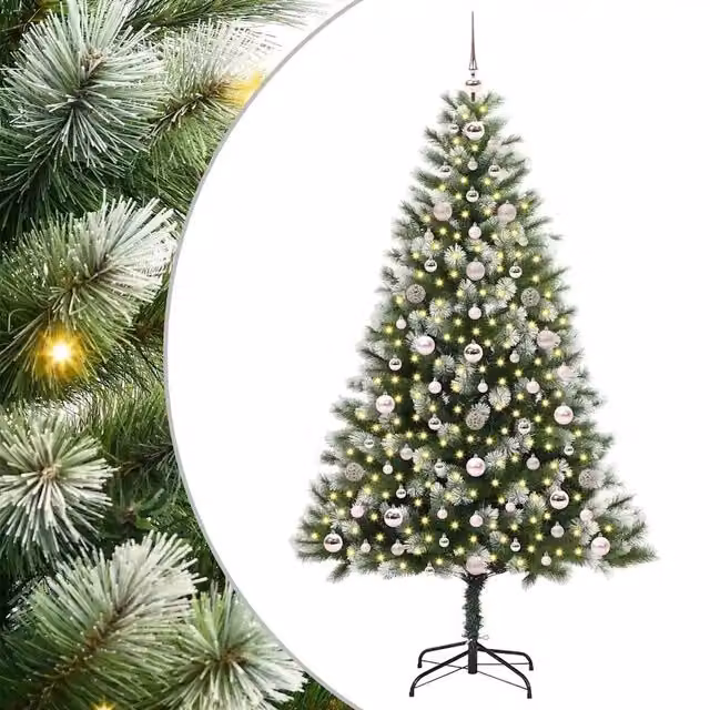 Albero di Natale artificiale con effetto neve fioccata verde e bianco di DESIGN IN, H: 180 cm, L: 102 cm, P: 102 cm