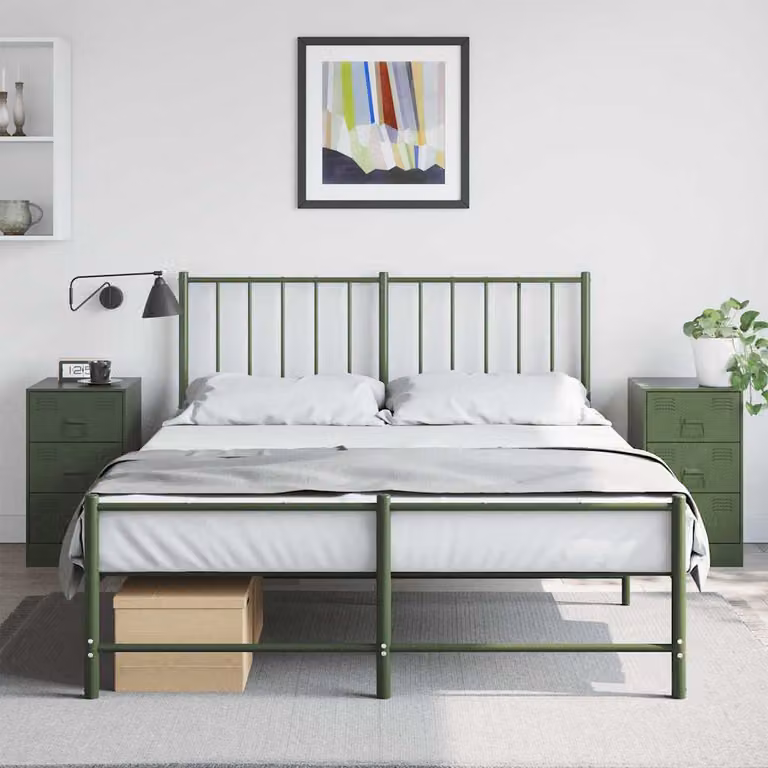 Set di 2 comodini vidaXL in metallo verde opaco L/P/H: 34,5 x 39 x 62 cm