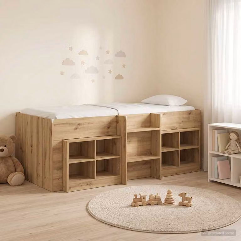 Set di Letto Loft con Mobile 3 Pezzi vidaXL in Legno Rovere Marrone H: 193 cm, L: 111 cm, P: 68,5 cm