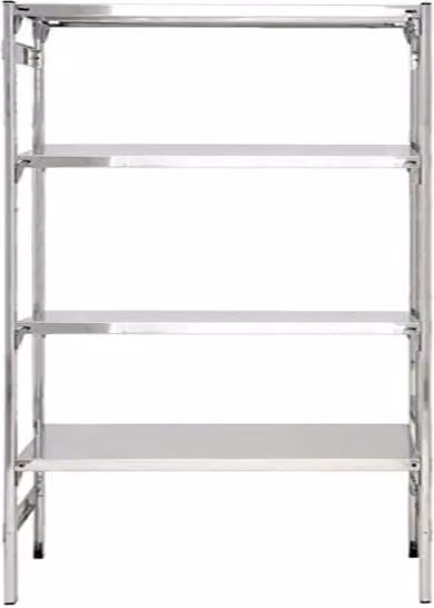 Scaffale modulare professionale Castellani Shop in acciaio inox con ripiani regolabili e ganci, colore argento, L: 120 cm, P: 50 cm, H: 180 cm