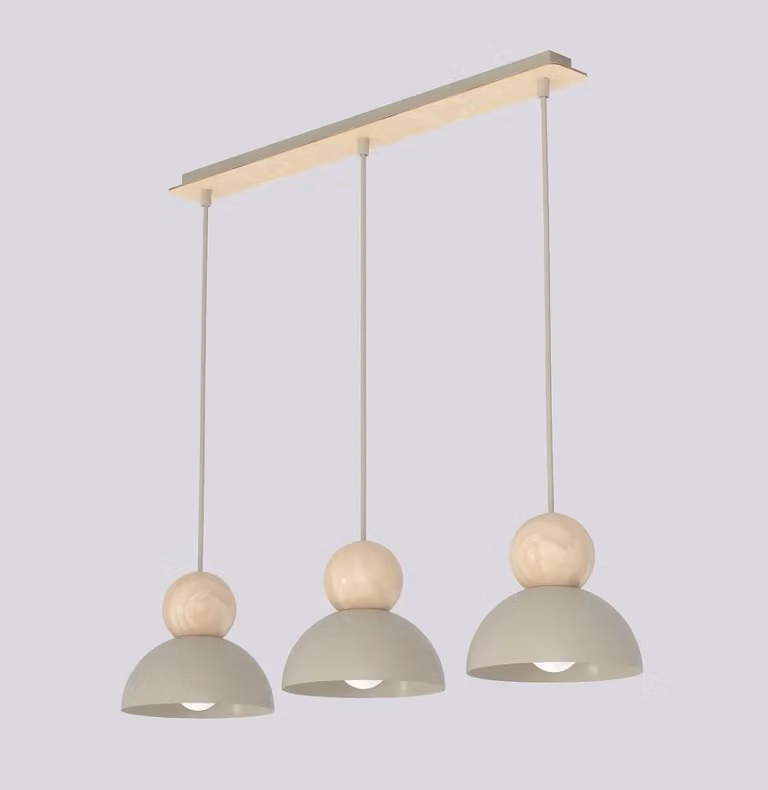 Lampada a soffitto Emibig in tessuto beige dallo stile minimalista e organico
