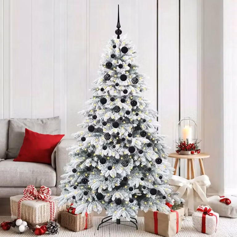 Albero di Natale artificiale bianco vidaXL con 300 LED bianco caldo, Altezza: 180 cm, in PE e PVC